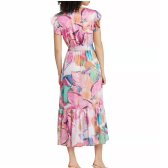 Sam Edelman Women’s Colorburst Leaf Print Faux Wrap Midi Dress - Picture 2 of 10